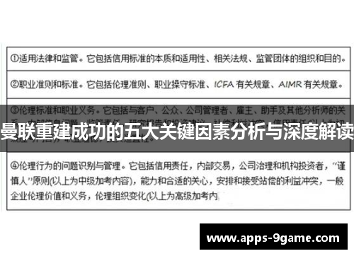 曼联重建成功的五大关键因素分析与深度解读